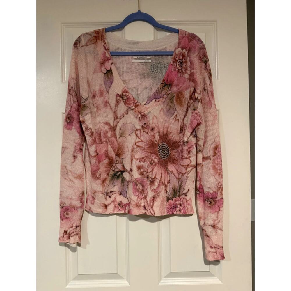 Anthropologie The Dreamer Printed V-Neck Sweater